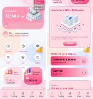 A0044trx少女之心-粉色UI多语言理财网站系统源码，某站卖五千米